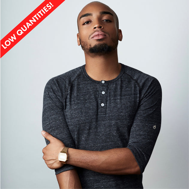 Tシャツ・カットソー NOTHINGEVERYTHING : 25SS / SUMMER HENLEY TEE (3COLORS) AND NOW THIS Men's Gray Short Sleeve Henley T-Shirt NEW